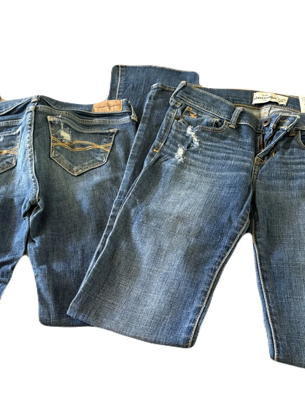 abercrombie kids Faded Blue Distressed Stretch Denim Jeans